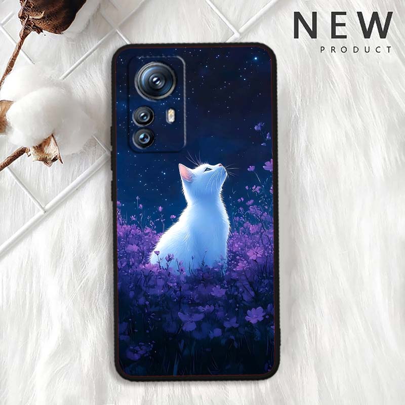 Anime Cartoon Katze Illustration Handyhülle Für Xiaomi Mi 15 14 13 13T 12 12T 12S 11 11i 11T Pro Ultra Lite 5G Schwarz Weich