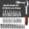 46Pcs 1/4-Inch Drive Ratchet Wrench Metric Socket Wrench Set Portable Auto Mechanical Repair Tools Motorcycle Accessories