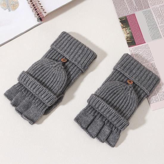 Winter Knitted Fingerless Gloves Knit Convertible Mittens with Flip Cover Men Women Warm Mittens for Typing Driving Stocking Stuffers Gifts