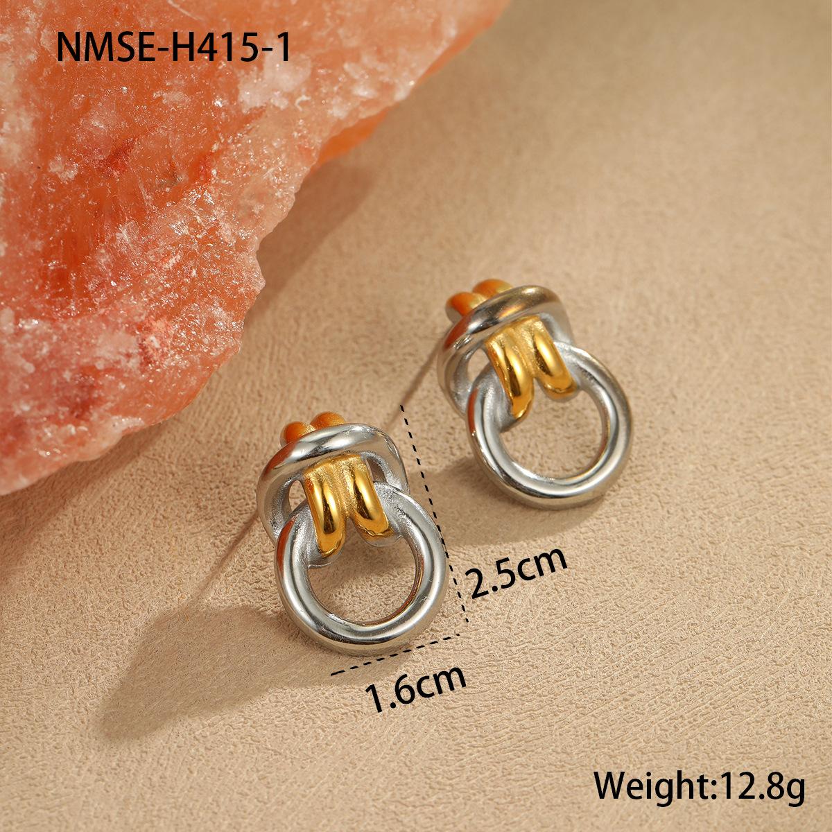 GEMCHIC Women s Stainless Steel Geometric Double Ring Earrings, 18K Gold Plated Color Block Fashion Jewelry 18K