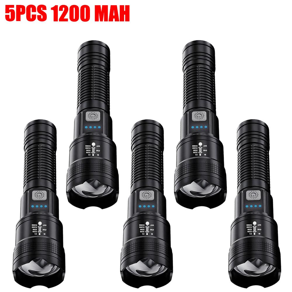 Powerful LED Strong Light Flashlights USB Rechargeable Tactical Zoom Torch with Built-in Battery Outdoor Camping Hunting Lantern
