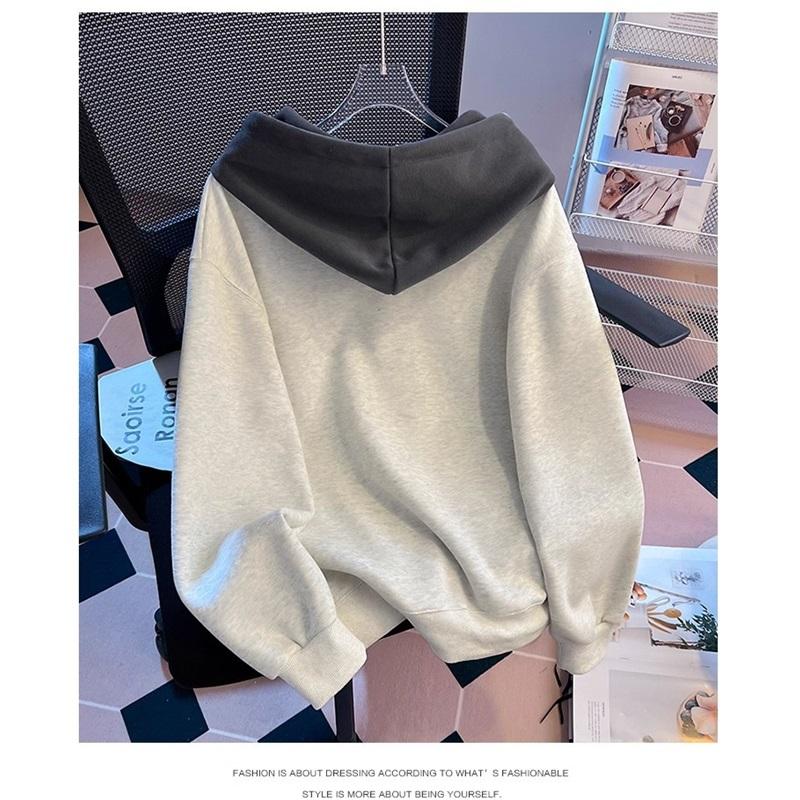 Kontrastfarbener Kapuzenpullover mit Knöpfen, lässiges Sweatshirt