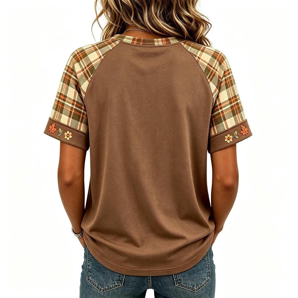 Women's Halloween Raglan Sleeve T-Shirt Neck Short Sleeve Printed Top