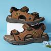 Fashion Golden Sapling Summer Shoes Genuine Leather Sandals Outdoor Men's Beach Sandals Leisure Flats Retro Footwear Men Casual Moccasin