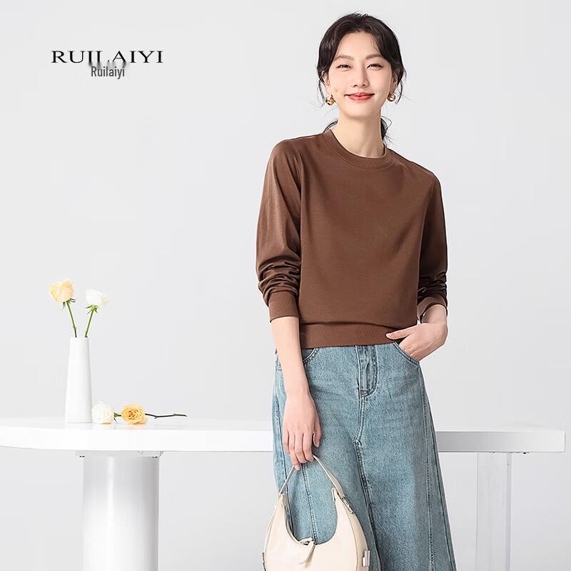 RUILAIYI Solid Color Casual Round Neck Sweatshirt