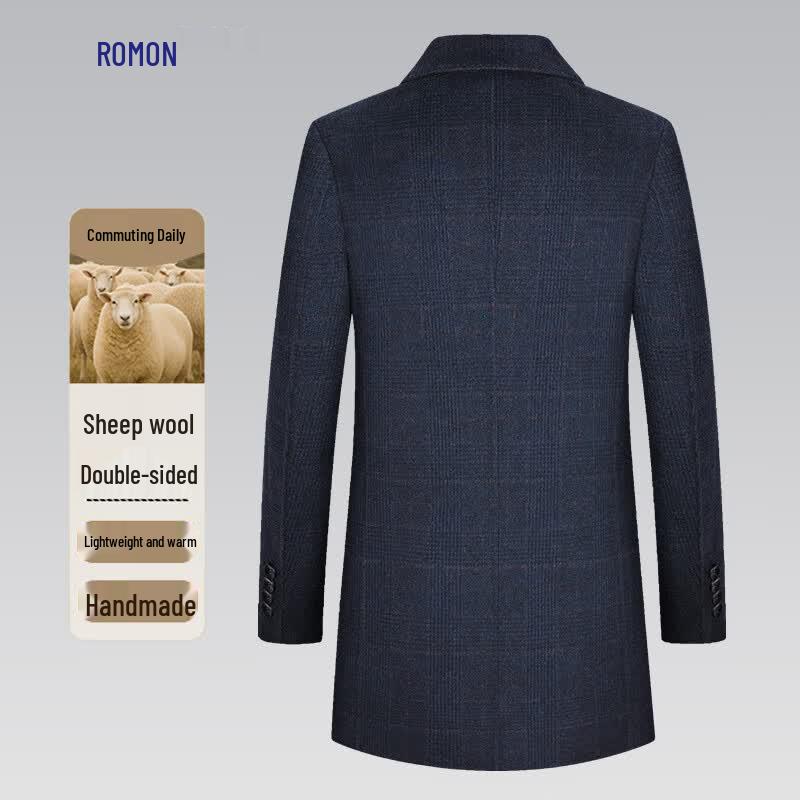 Luomeng Men's Merino Wool Double-Faced Mid-Length Business Coat