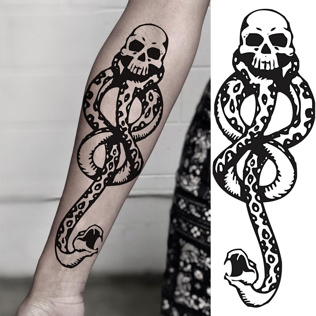 1 Sheet Flower Snake Temporary Tattoos For Women Girls Black Peony Rose Flora Sexy Tattoo Sticker Waterproof Self Adhesive Arm
