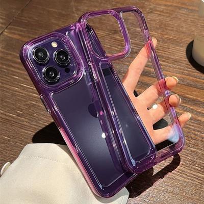 Für Iphone 14 Pro Klare, stoßfeste Handyhülle für Iphone 14 13 12 11 Pro Max Xs Max Xr X Transparentes Acryl Hard Cover Lila
