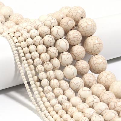 Natural Turquoises Stone Beads 3-20mm White Gemstone Round Loose Beads For Jewelry Making DIY Bracelets Necklace Accessories