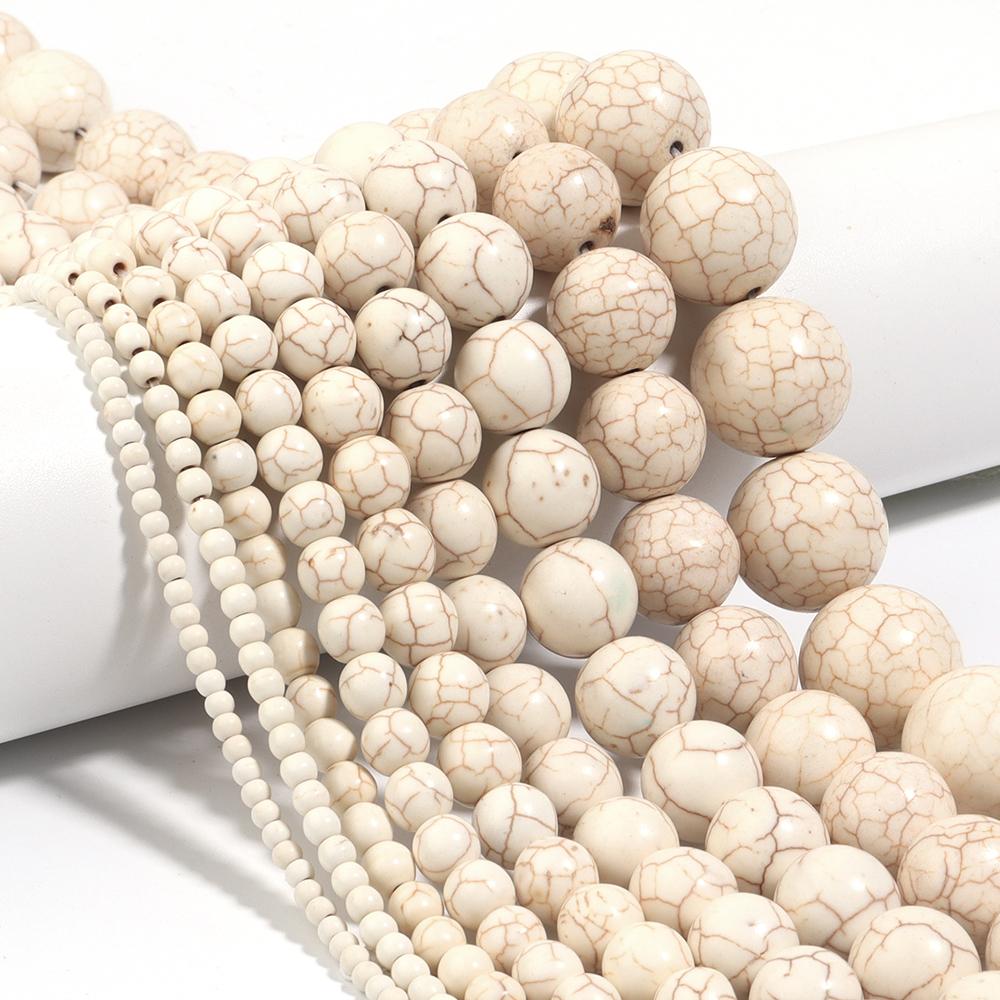 3-20mm White Turquoises Stone Beads Loose Spacer Gemstone Round Bead For Jewelry Making DIY Bracelet Necklace Beaded Accessories