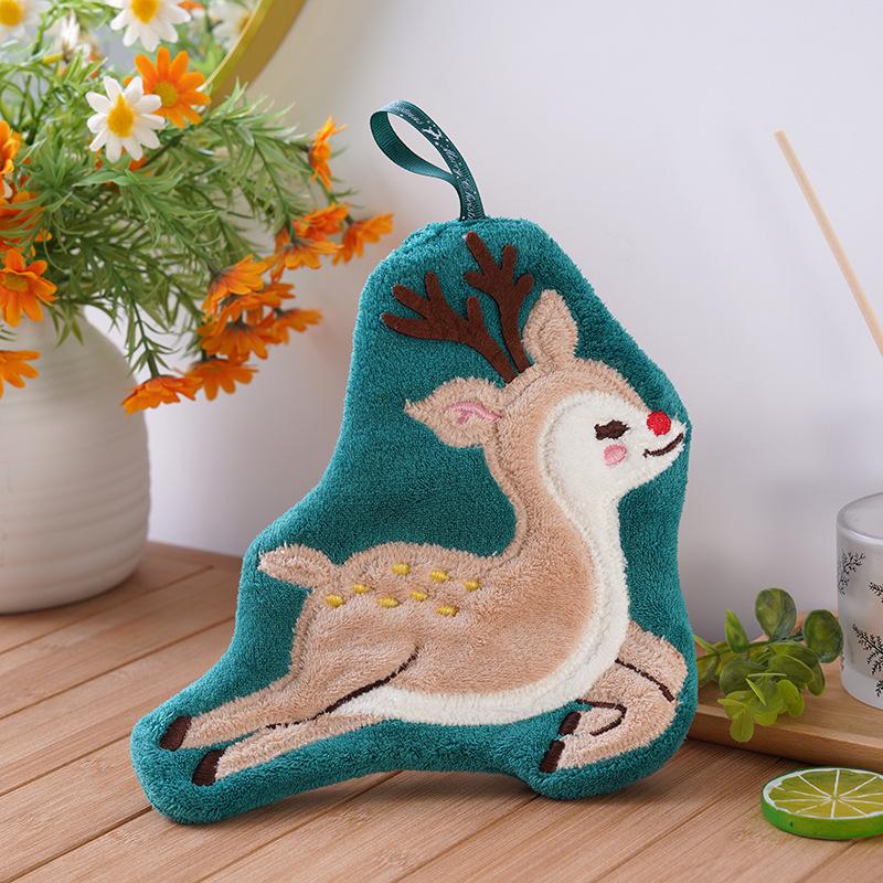 Korálové flísové vánoční ručníky Santa Claus Absorpce vody Rychleschnoucí ručník Vánoční stromek Zvonek Kuchyně Koupelna