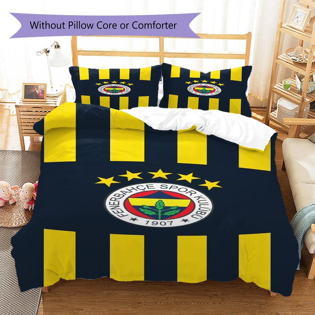 Fenerbahçe Logo Pattern Bedding Set Quilt Cover Pillowcase Home Decor Gift (1 * Duvet Cover + 2 * Pillowcase, Without Core)