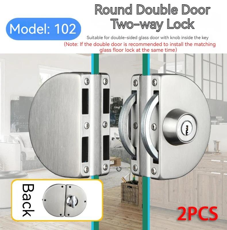 1/2 Piece Glass Display Cabinet Display Cabinet Door Glass Lock Without Punching Installation Household Tools with 3 Keys Ing