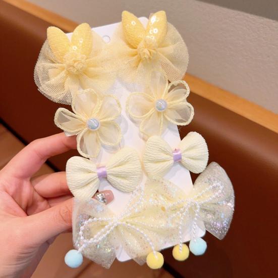 8Pcs Hair Pins Mesh Yarn Bowknot Flower Decor Hairpins Cartoon