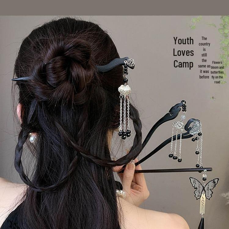 2024 Luxusní Hanfu Vlasová sponka s třásněmi: Starověký styl vlasový doplněk pro ženy