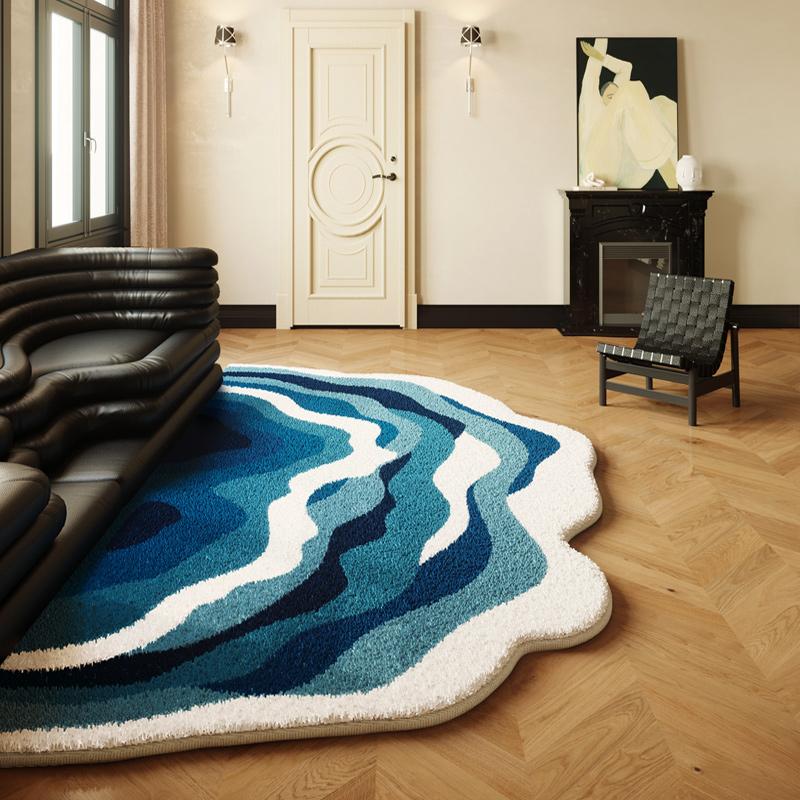

Retro wave shape carpet Fluffy soft lounge rug light luxury carpets for living room Bedside decor Plush mat 80*120cm