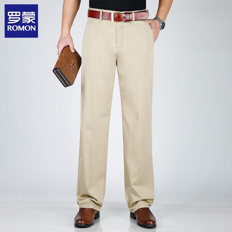 ROMON Men's Cotton Blend Straight Casual Business Pants