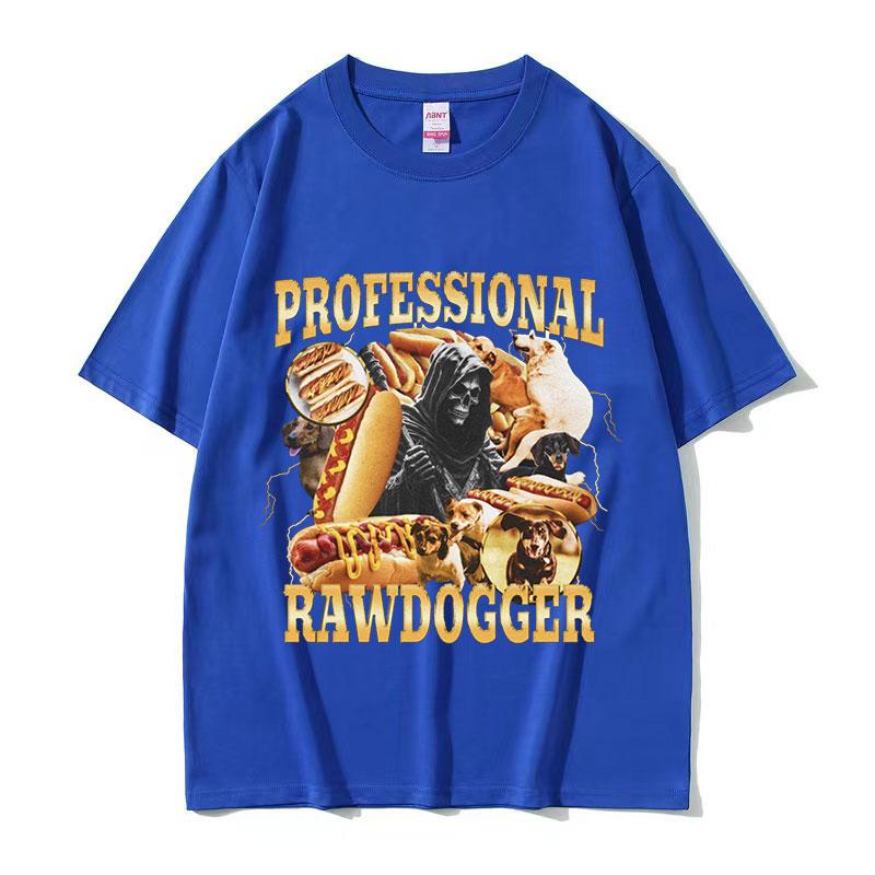 Professional Rawdogger Sausage Dog Funny Meme T Shirts Mens Vintage ONeck Fashion Oversized Cotton Tshirt Unisex Streetwear