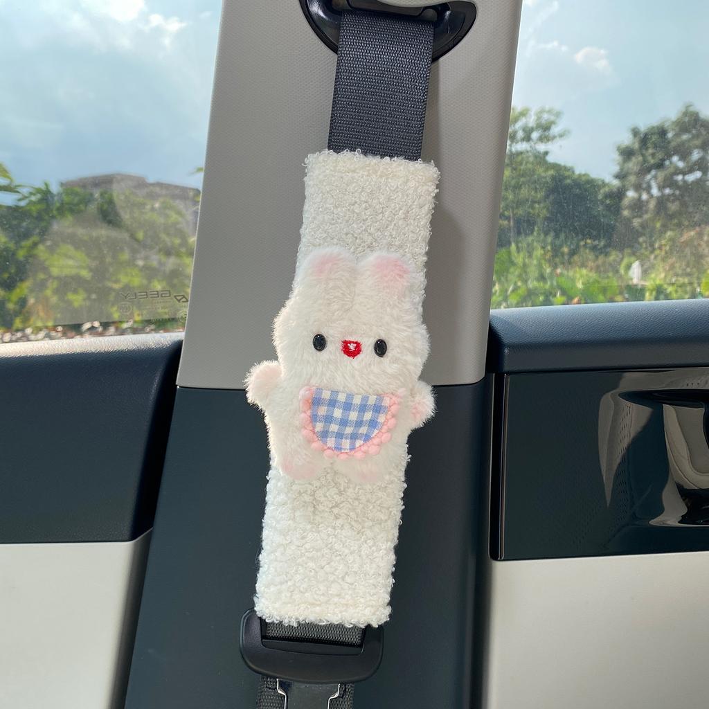 Apron Rabbit Series Car Interior Tissue Box, Car Seat Belt Shoulder Protection, Soft And Comfortable Car Storage Decoration