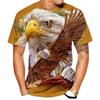2024 Summer Men's Short Sleeved 3D Digital Printed Loose Casual White Eagle T-shirt Plus Size