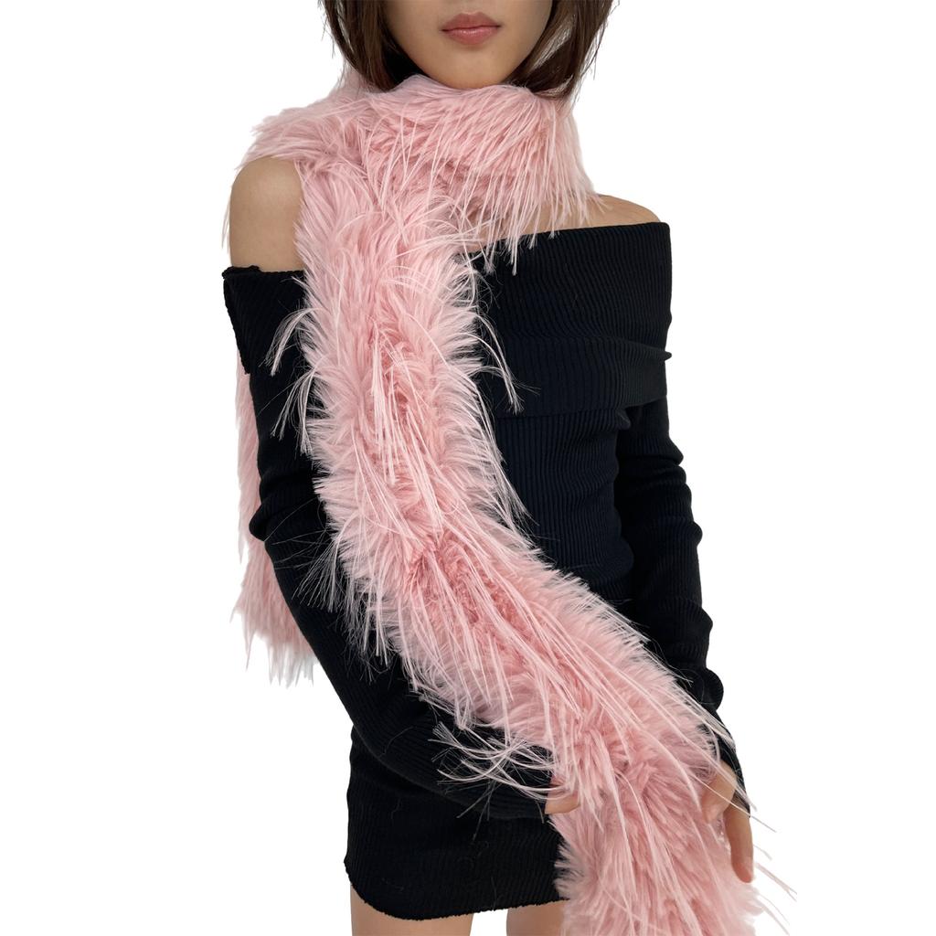 Furry Furs Collar Scarf for Winter Decorative Neck Gaiter Long Furs Shawl Adult Teens Warm Neckwear Formal Dress Collar
