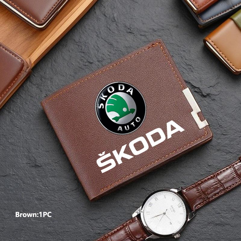 TTJJ2 Men Wallet ID Credit Card Holder License Bag Gift Accessories For Skoda S Kodiaq Octavia 2 3 Yeti Karoq Rapid Fabia VII VRS