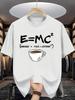 Unisex Beige Tee EMc2 Formula Coffee Cup Funny Letter Graphic Print Crew Neck Short Sleeve Summer Casual Male Cotton Street Top