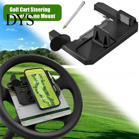 Golf Cart Accessory 1/2Pcs Steering Wheel Phone Holder, with Pencil Slot, Ball All-in-one Holder Marker Storage, Universal Flip-Up Cell Mount,