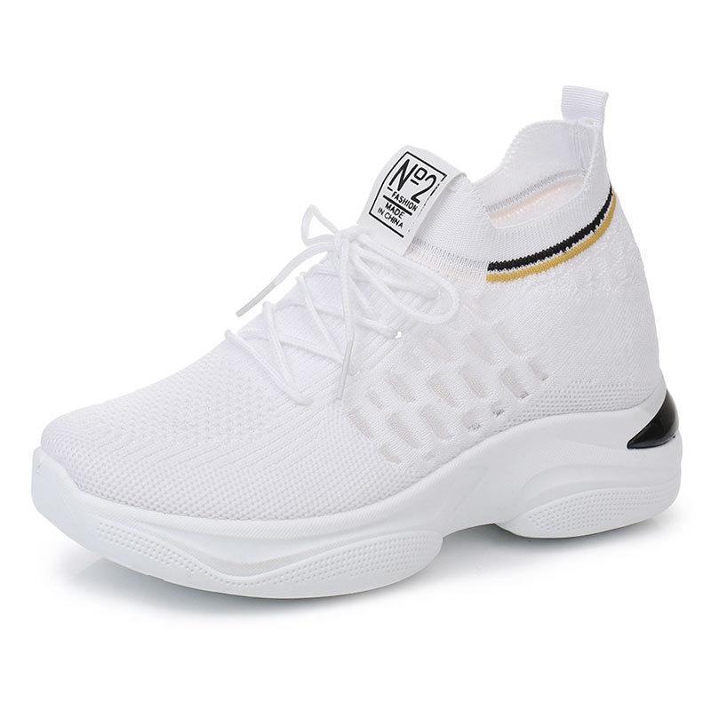 

Женские кроссовки для ходьбы на массивной платформе, легкие дышащие кроссовки, нескользящие кроссовки, удобные сетчатые повседневные кроссовки со шнуровкой для женщин 41 белый