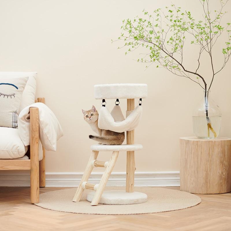 Modern Cat Ceiling Tree Tower Large Cats Condo Tree Play Furniture Scratching Cat Climbing Frame Tree