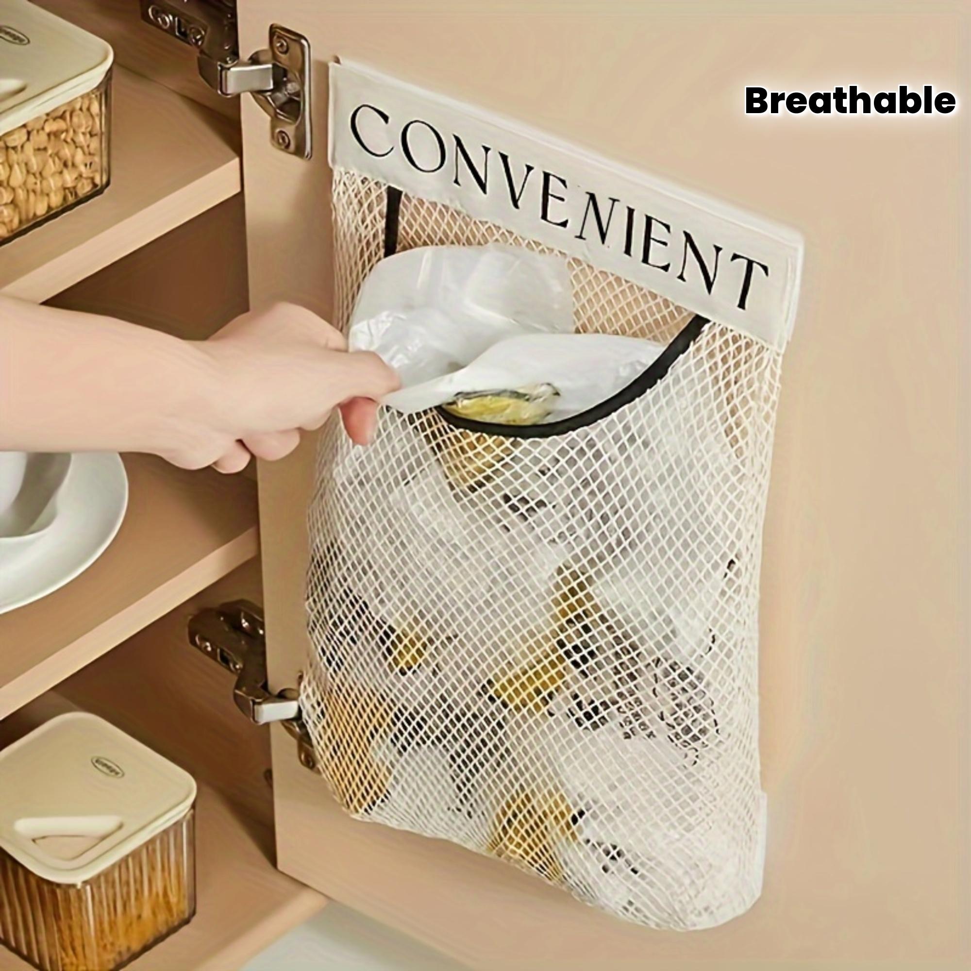 

Large-capacity mesh storage bag, wall-mounted hanging organizer box, reusable household door-back organizing mesh bag білий