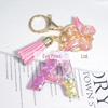 New Sparkling Sequin Initial Keychain with Butterfly Tassel & Crystal Accents