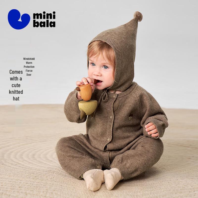 minibala Baby Wool-Blend Hooded Romper