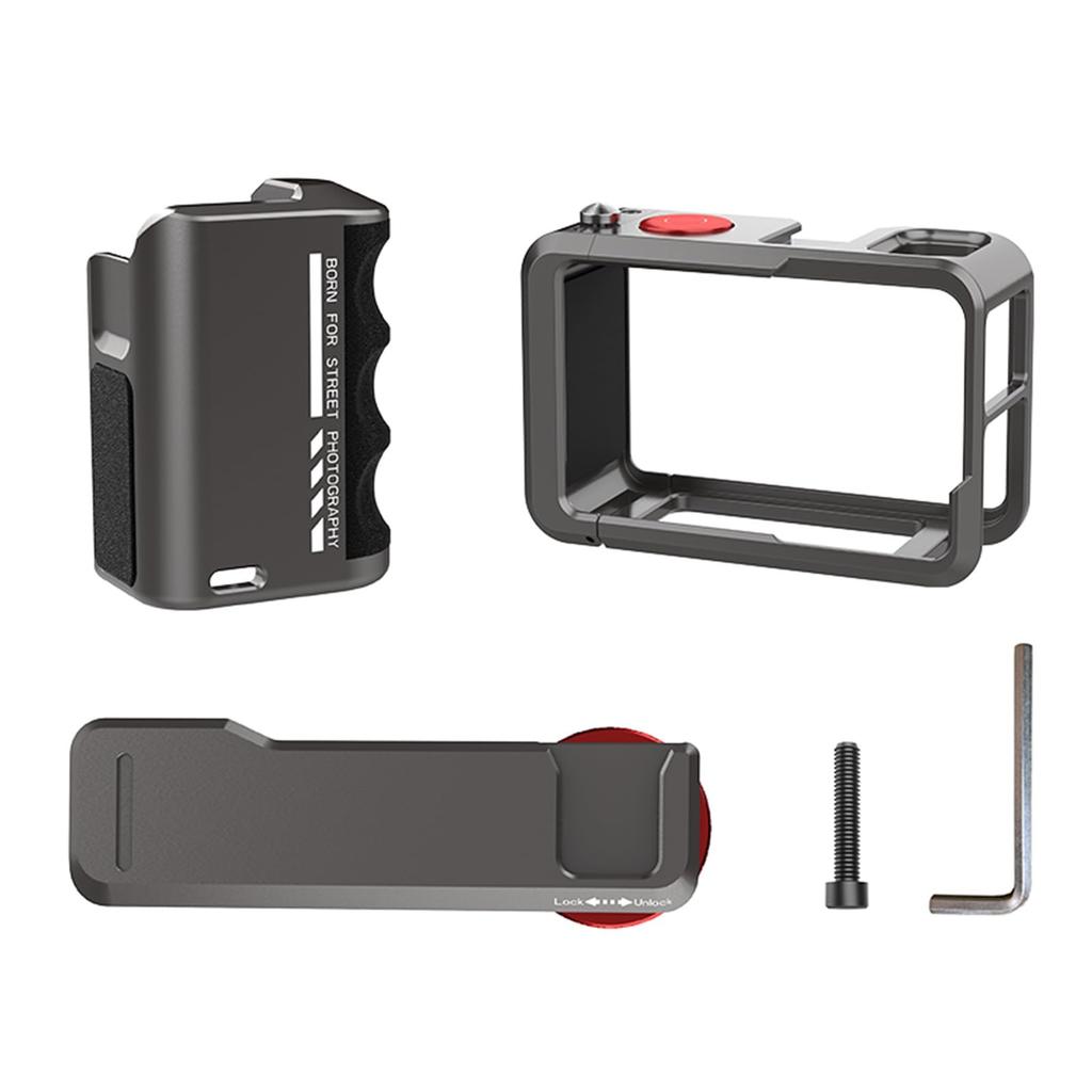 DJI Osmo Action 5 3 Camera Cage Aluminum Alloy Handle Mount Grip Holder with Shutter Cold Shoe and Screw Hole for Easy Installation and Portable
