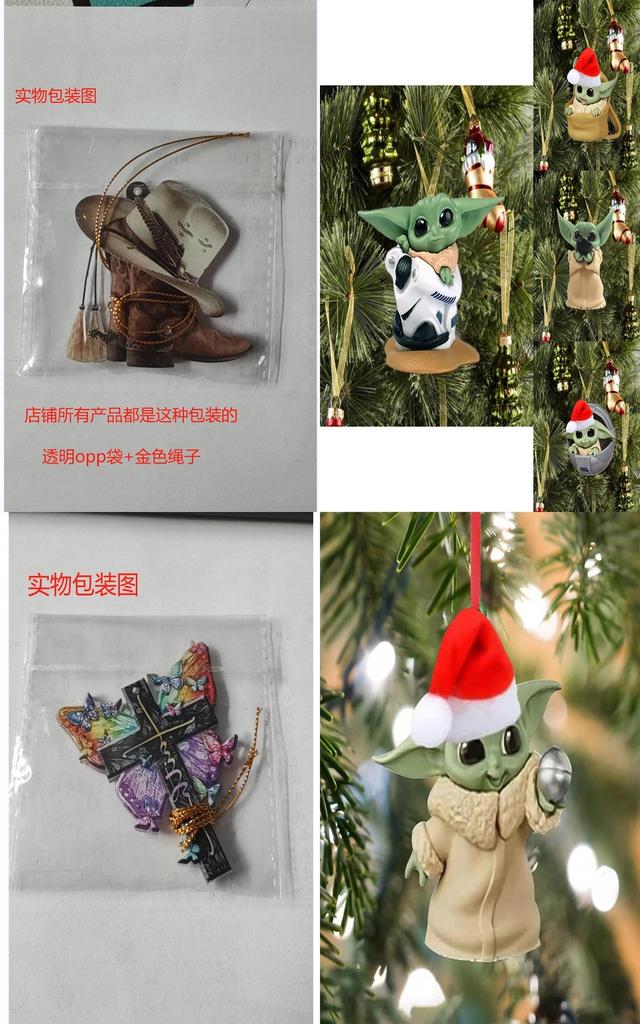 Colorful Baby Yoda Santa Acrylic Christmas Pendant For Unique Car Hanging Decor