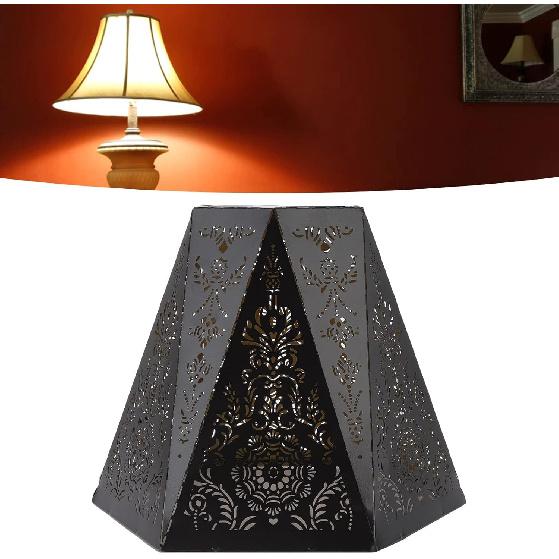 Joyzan Metal Lamp Shades, E27 E26 Drum Lampshades for Table Floor Light Barrel Cover Trees Pattern Etching Process Antique Small Replacement Vintage