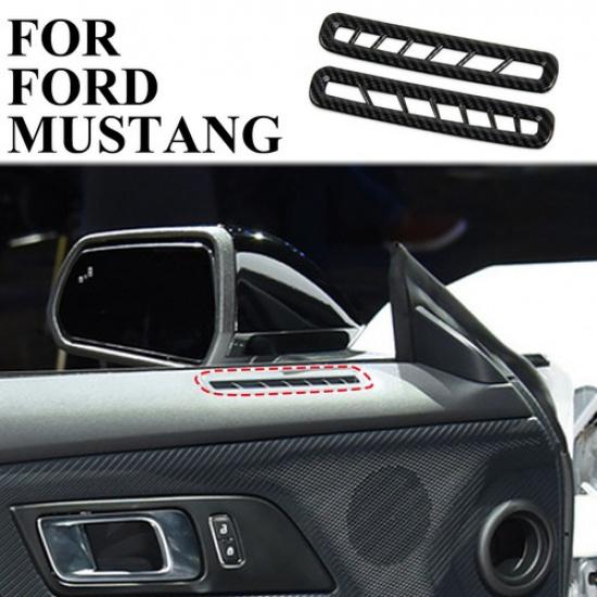 Carbon Fiber Style Interior Door A/C Outlet Vent Cover Trim Fit for Ford Mustang