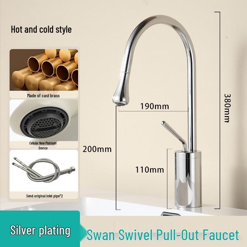 TLXT Swan Style Pull-Out Kitchen Faucet