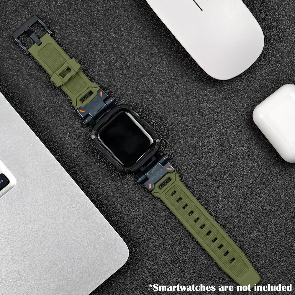 Silicone Band+Case for Apple Watch Ultra2 Strap 49mm 41mm 45mm 40mm 44mm TPU Cover+Sport Bracelet Series 9 8 7 6 SE 5 Wristband