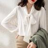 Französische Fliege Chiffon Langarmhemd Damenmode Bottoming Shirt Professionelles All-Match Streamer Temperament Shirt