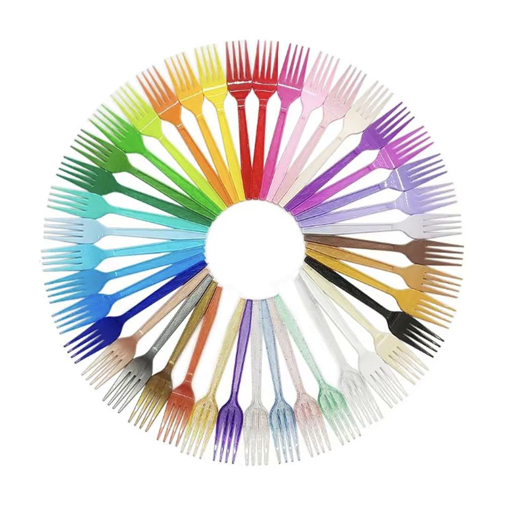 Fluorescent Green Green Pink Dovetail Knife And Fork Spoon Family Banquet Supplies Colored Tableware Western Food Fruit Knife And Fork