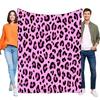 Stylish Pink Leopard Print Flannel Fleece Blanket Soft Warm Cozy Throw for Bed Sofa Couch Home Decor Girls Women Teens Gift