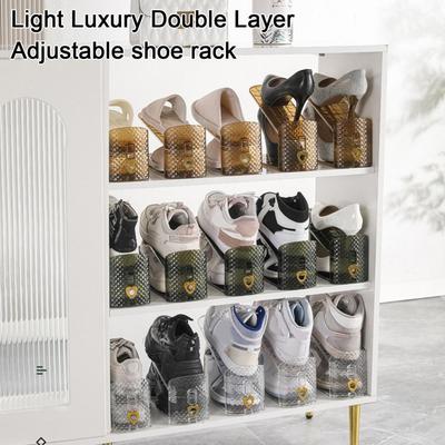 Schuhregal zur Aufbewahrung, doppelstöckig, 3 verschiedene höhenverstellbare Schuhschlitz-Organizer, maximiert den Platz, Aufbewahrungshalter für alle Schuhstile