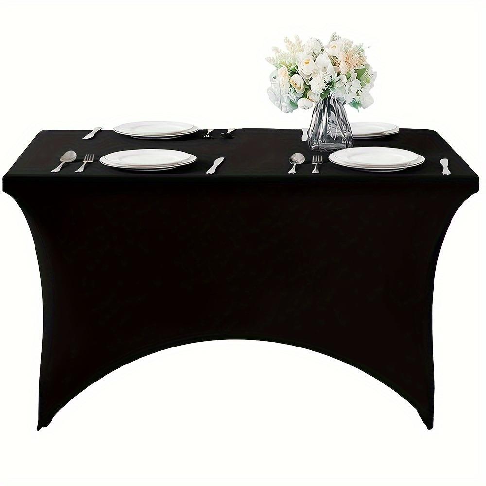 White/Black High Stretch Tablecloth Wedding Party Beauty Massage Elastic Hotel Birthday Table Cover Rectangular Table Cloth
