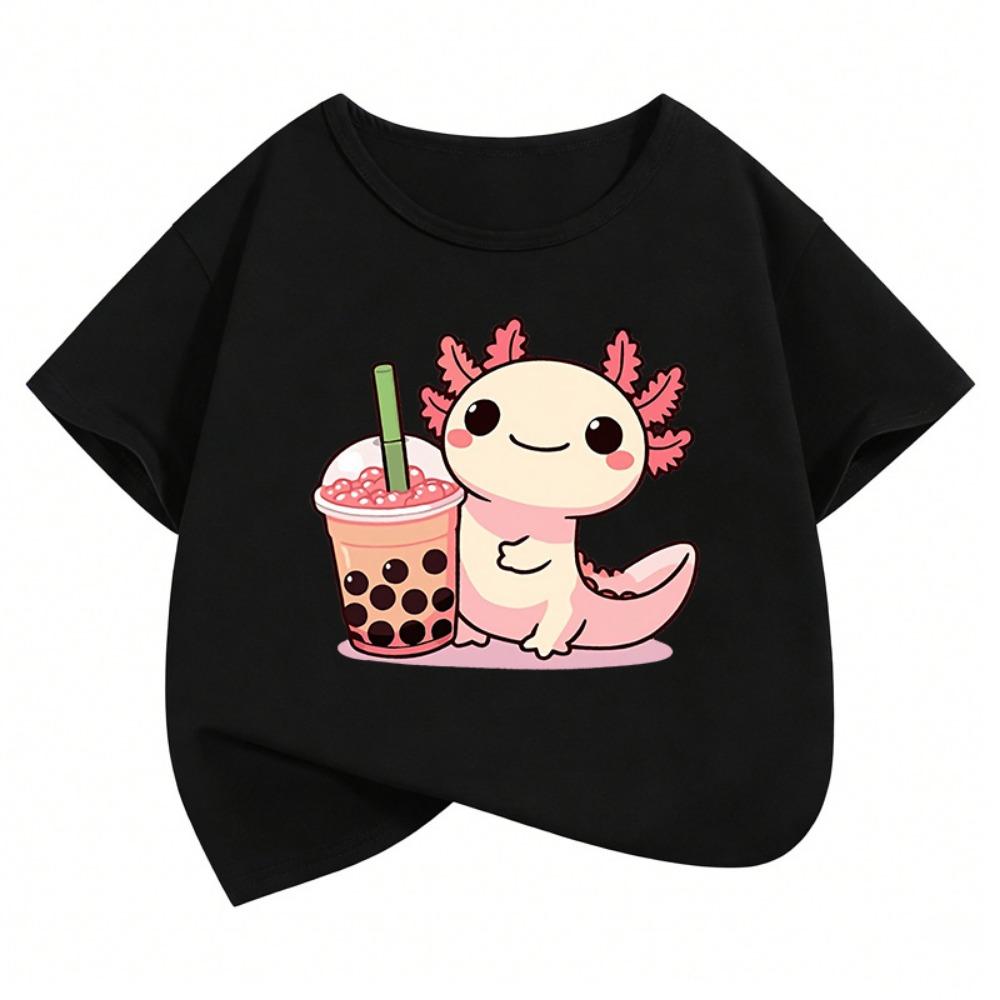 Y2k Salamander Graphic Kids Tshirts Summer Short Sleeve Tees Cartoon Animal Boys Girls Clothes Kawaii Tops Y2K Children T-shirt