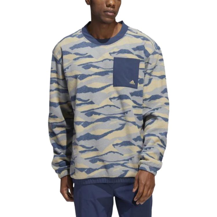 Adidas Logo Camouflage Print Crew Neck Sweatshirt Men Tops Multicolor HF6525