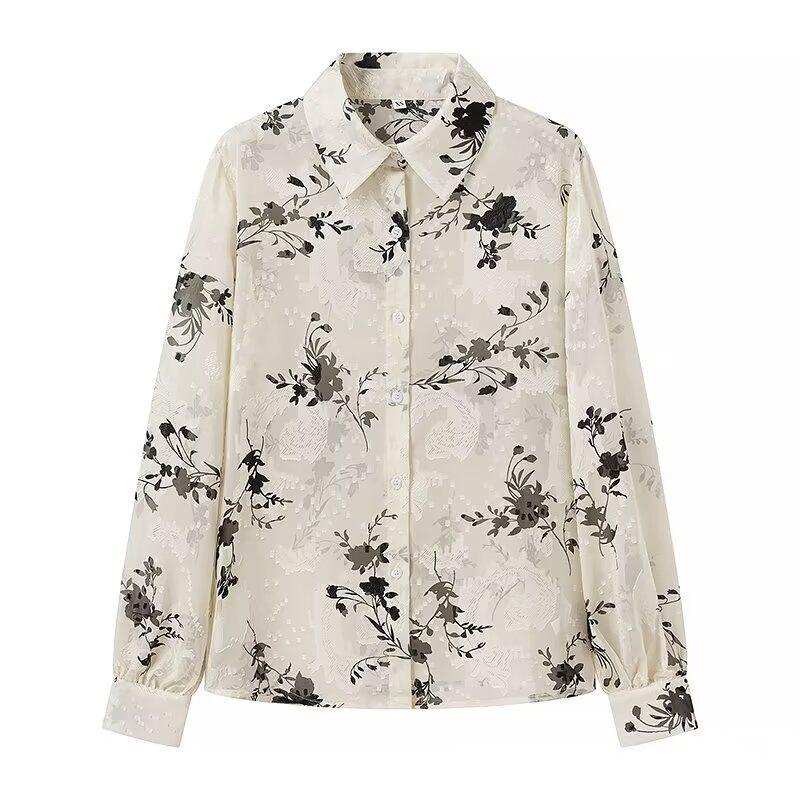 Kaslead New Arrival Women's Fashion Style Fashion All-Match Casual Minimalist Jacquard Long Sleeves Shirt
