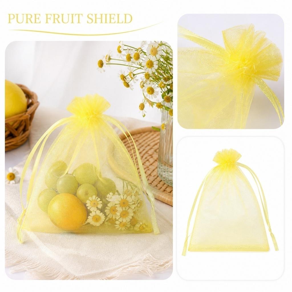 Organza Drawstring Mesh Bags for Fruit Protection Reusable Fine Mesh Net Bags with Drawstring Closure Suitable for Insect Prevention and Storage