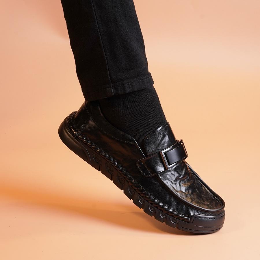 

Men s shoes spring and autumn new leather Doudou shoes business leisure Le Fu leather shoes men s versatile men s formal leather shoes 44 чёрный