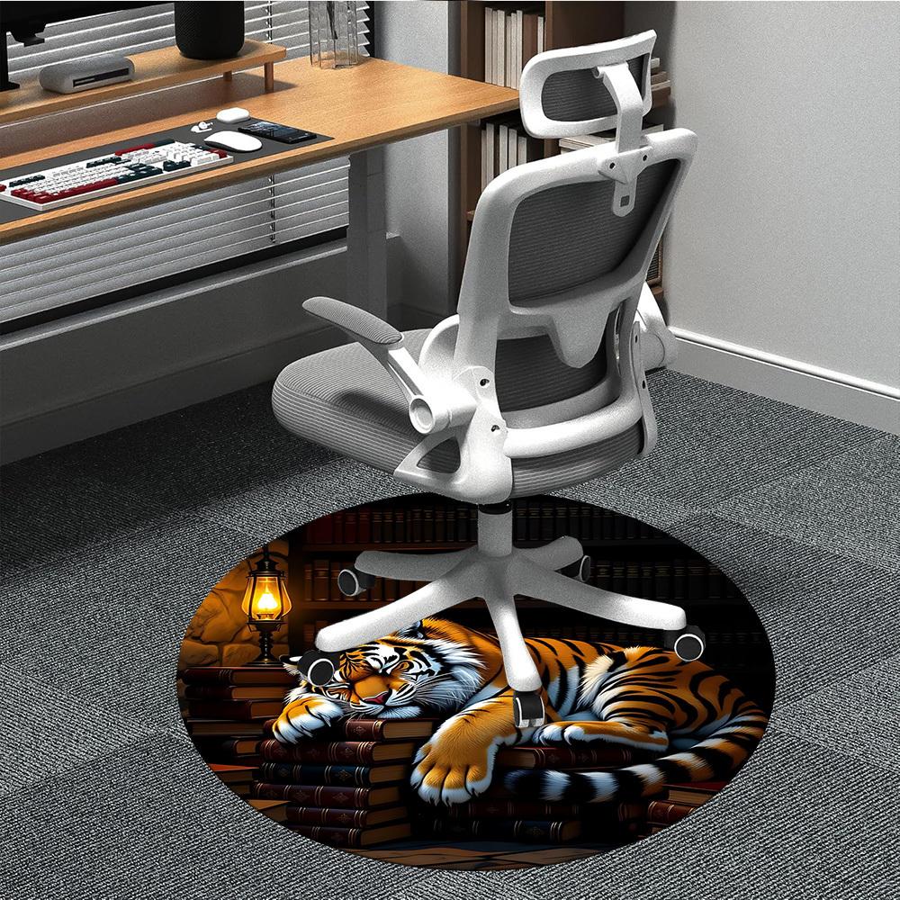 

1pc Tiger Print Chair Carpet for Office, Soft Flannel Throw Mat, Perfect for Office,Holiday Party Decoration Choice yy251113080 80cm by 80cm